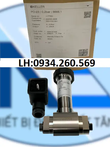 Cảm biến áp suất chênh lệch Keller PD‑23 (0–0.2 bar, 4–20 mA)